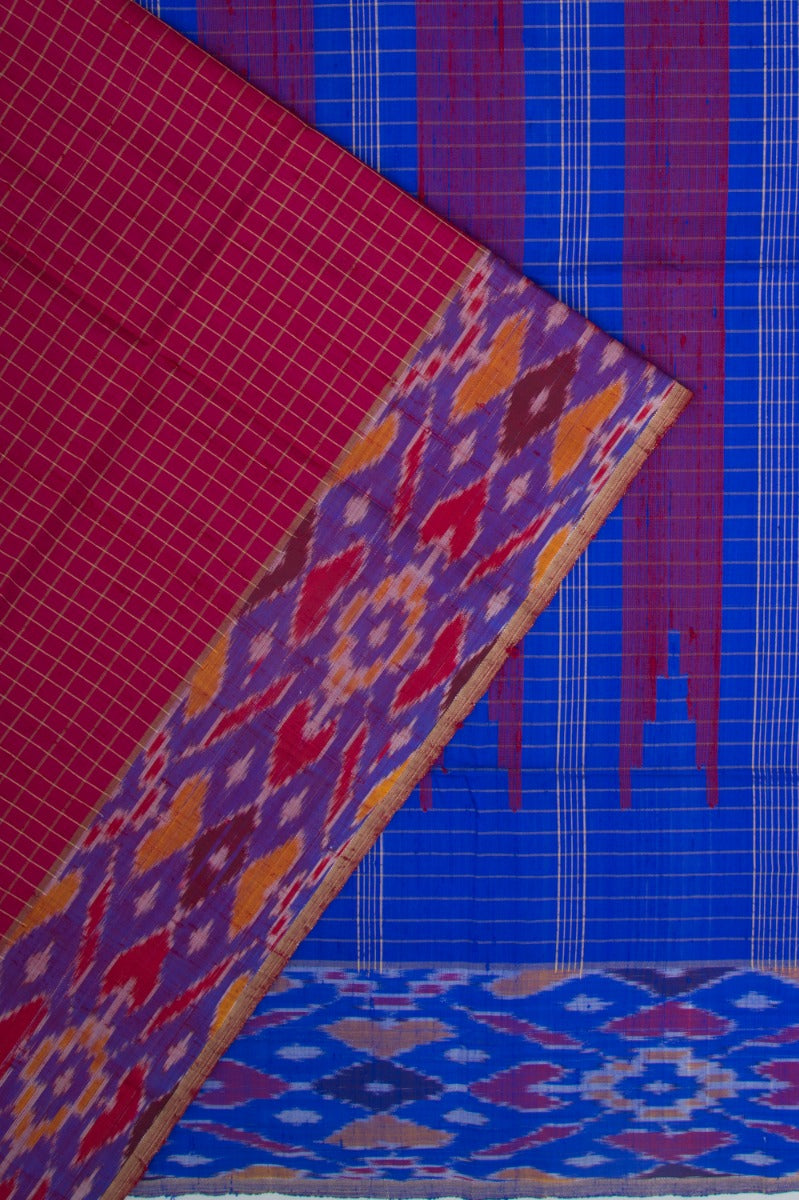 Tussar Checks Purple Saree