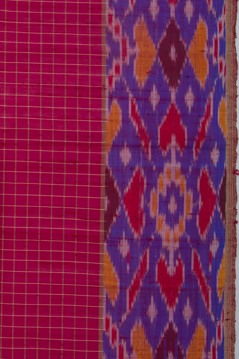 Tussar Checks Purple Saree