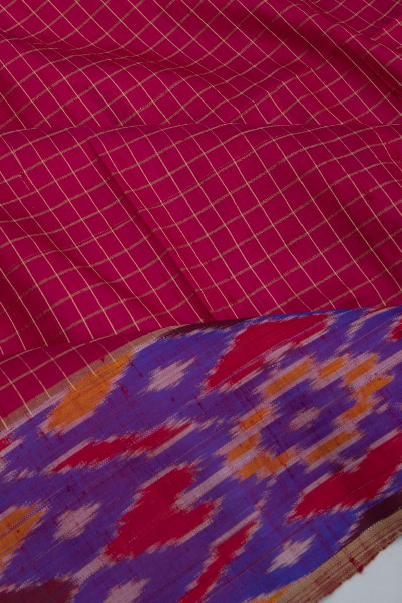 Tussar Checks Purple Saree