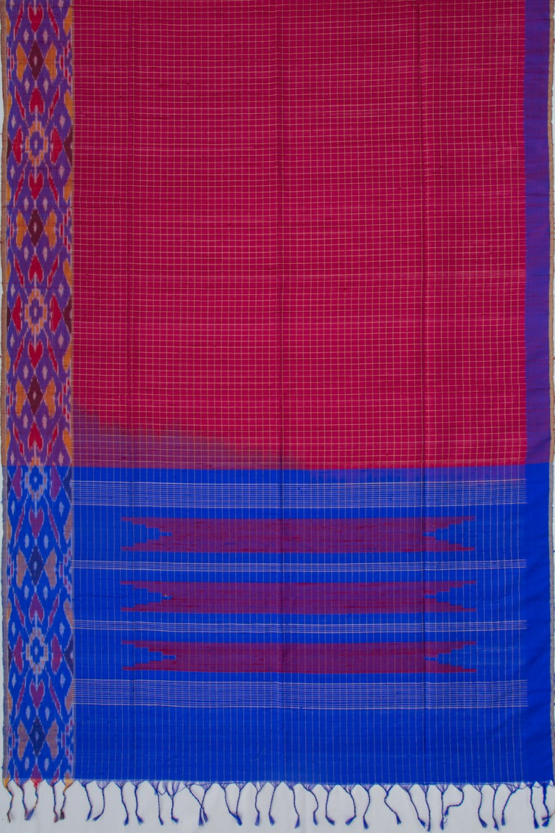 Tussar Checks Purple Saree