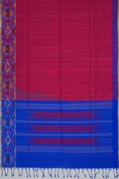 Tussar Checks Purple Saree