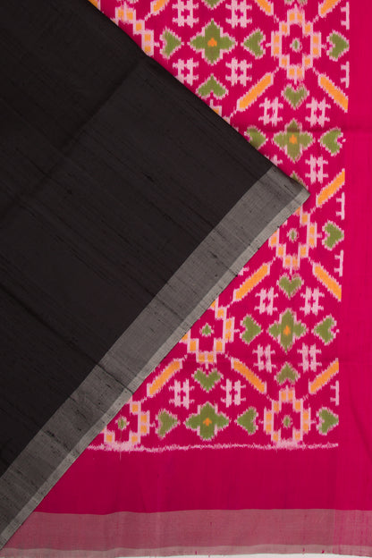 Tussar Plain Black Saree