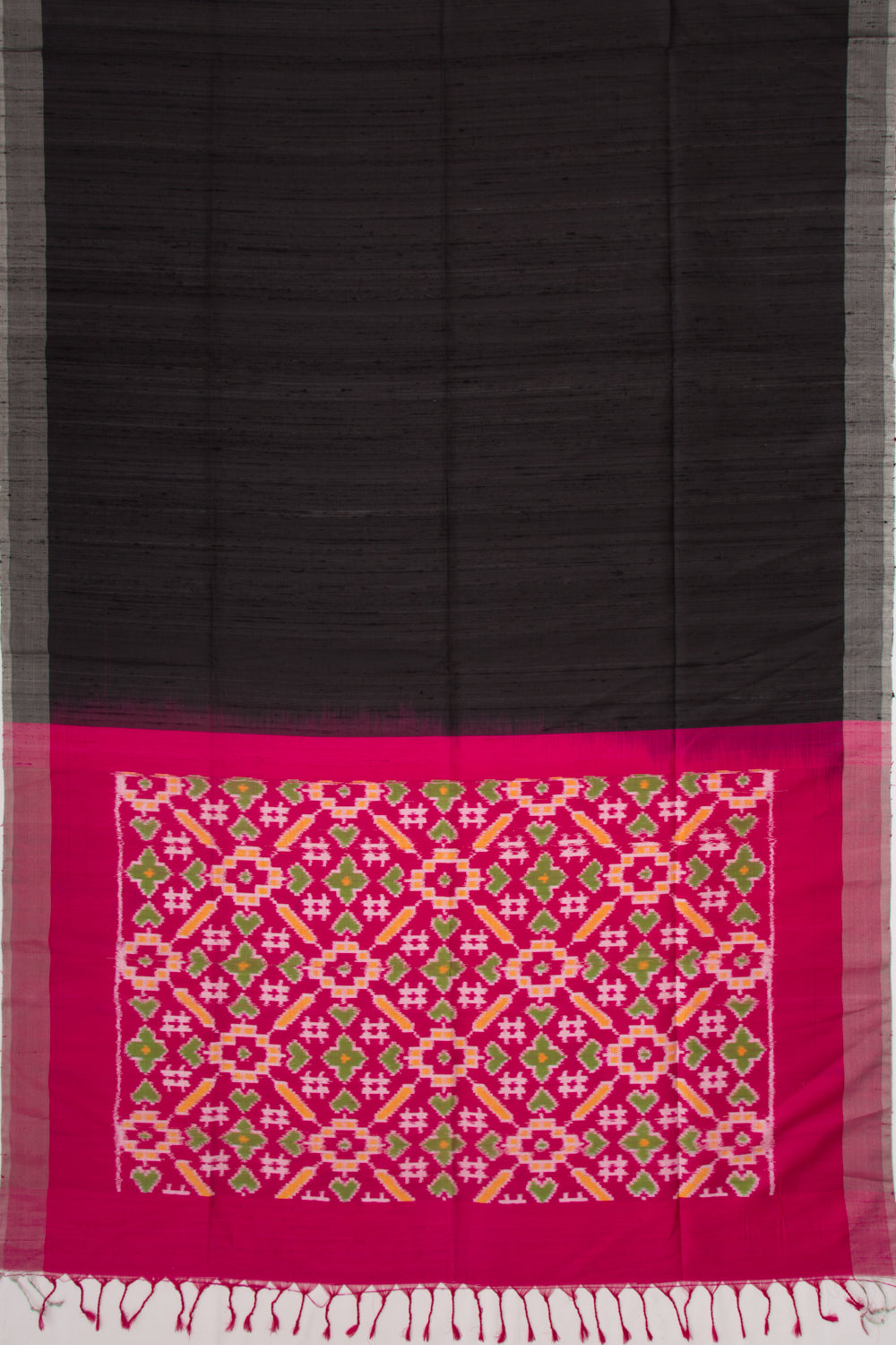 Tussar Plain Black Saree