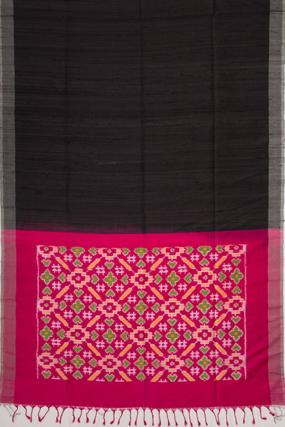 Tussar Plain Black Saree