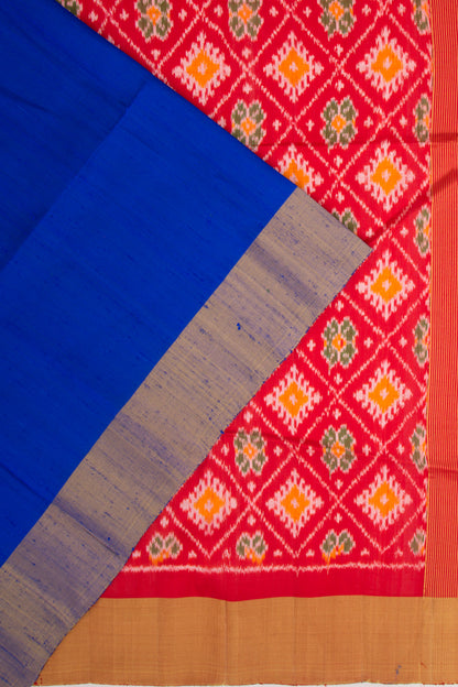 Tussar Plain Royal Blue Saree