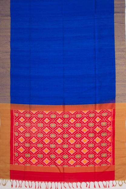 Tussar Plain Royal Blue Saree