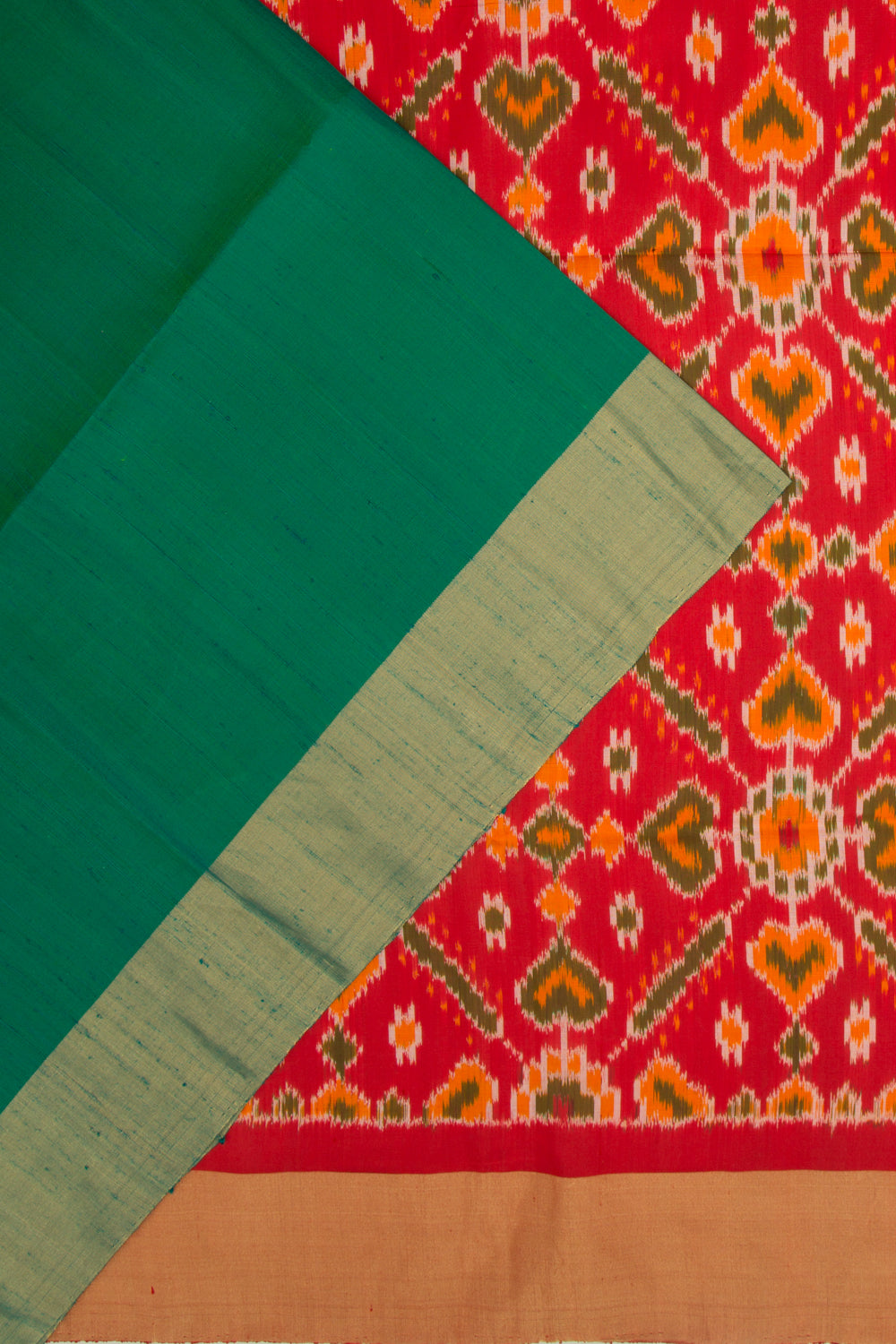 Tussar Plain Dark Green Saree
