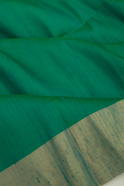 Tussar Plain Dark Green Saree