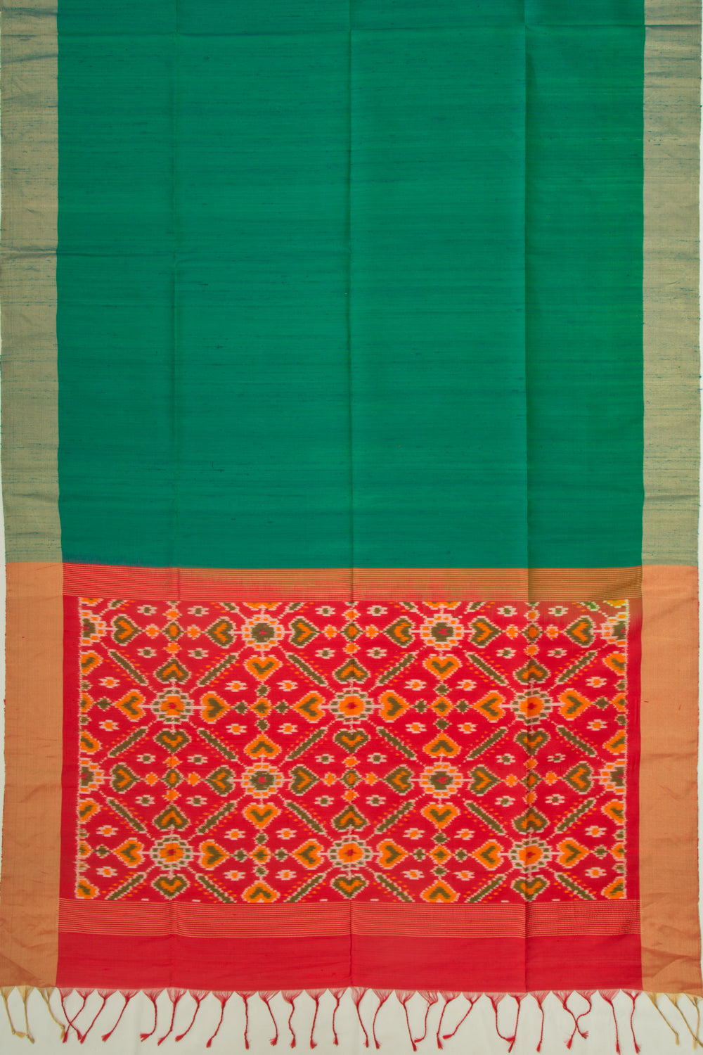 Tussar Plain Dark Green Saree