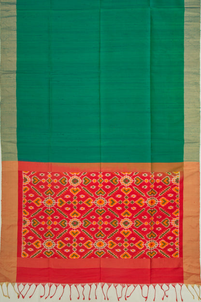 Tussar Plain Dark Green Saree