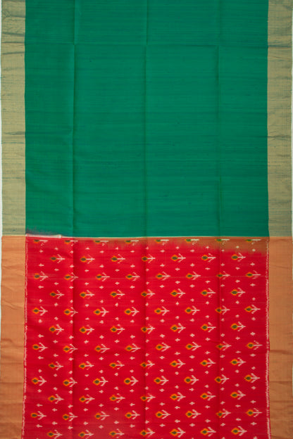 Tussar Plain Dark Green Saree