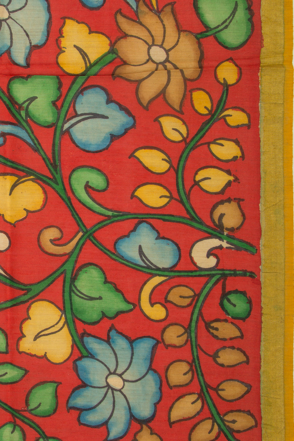 Tussar Kalamkari Red Saree