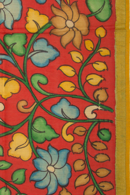 Tussar Kalamkari Red Saree