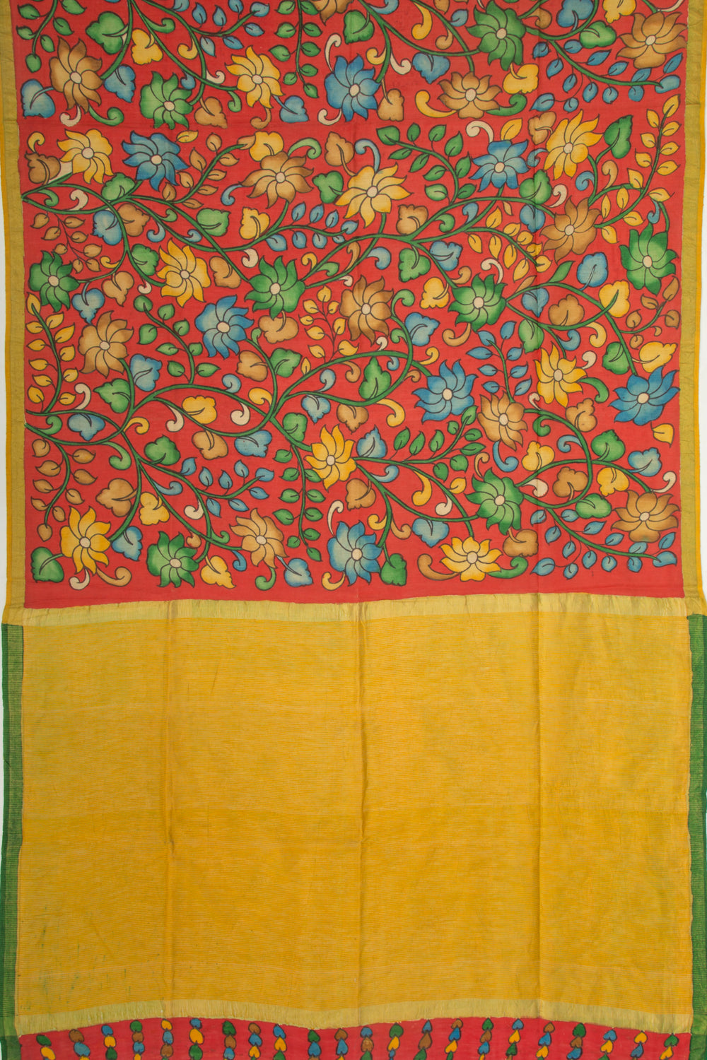 Tussar Kalamkari Red Saree