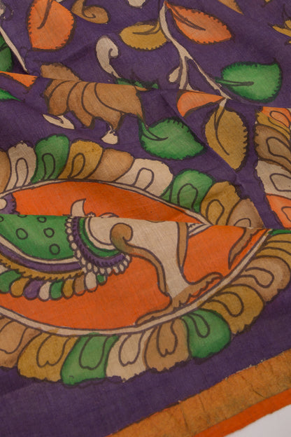 Tussar Kalamkari Violet Saree
