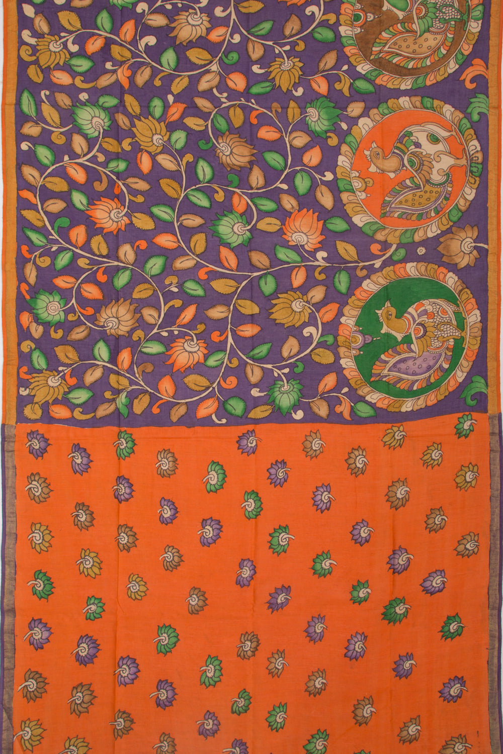 Tussar Kalamkari Violet Saree