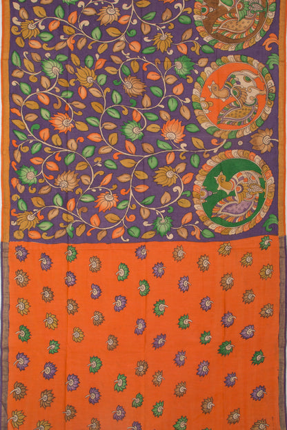 Tussar Kalamkari Violet Saree