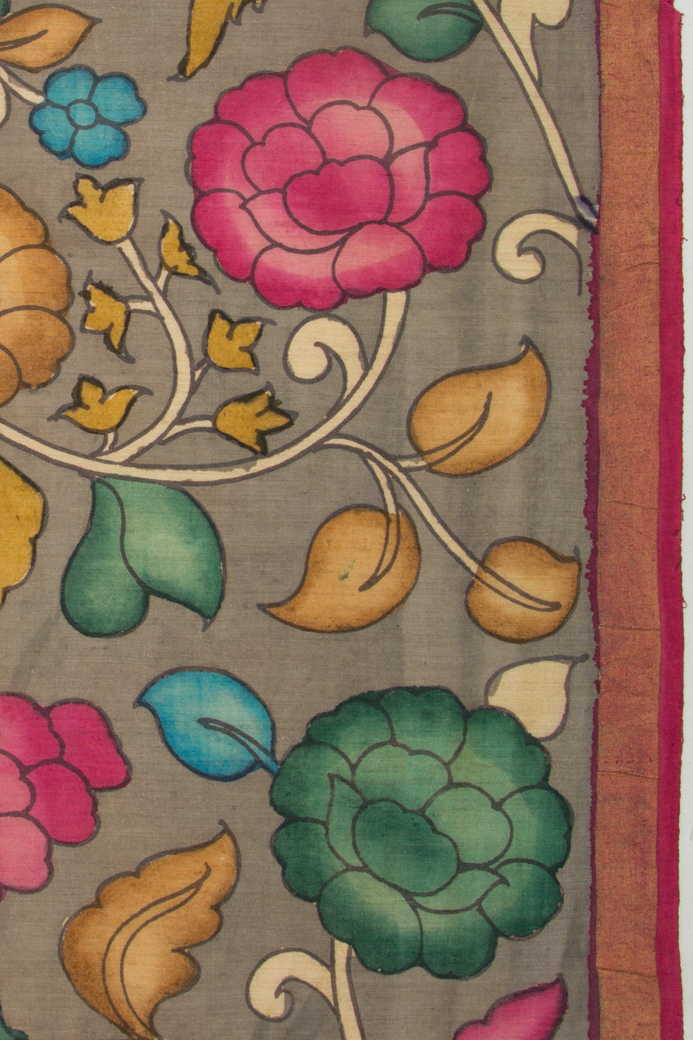 Tussar Kalamkari Grey Saree