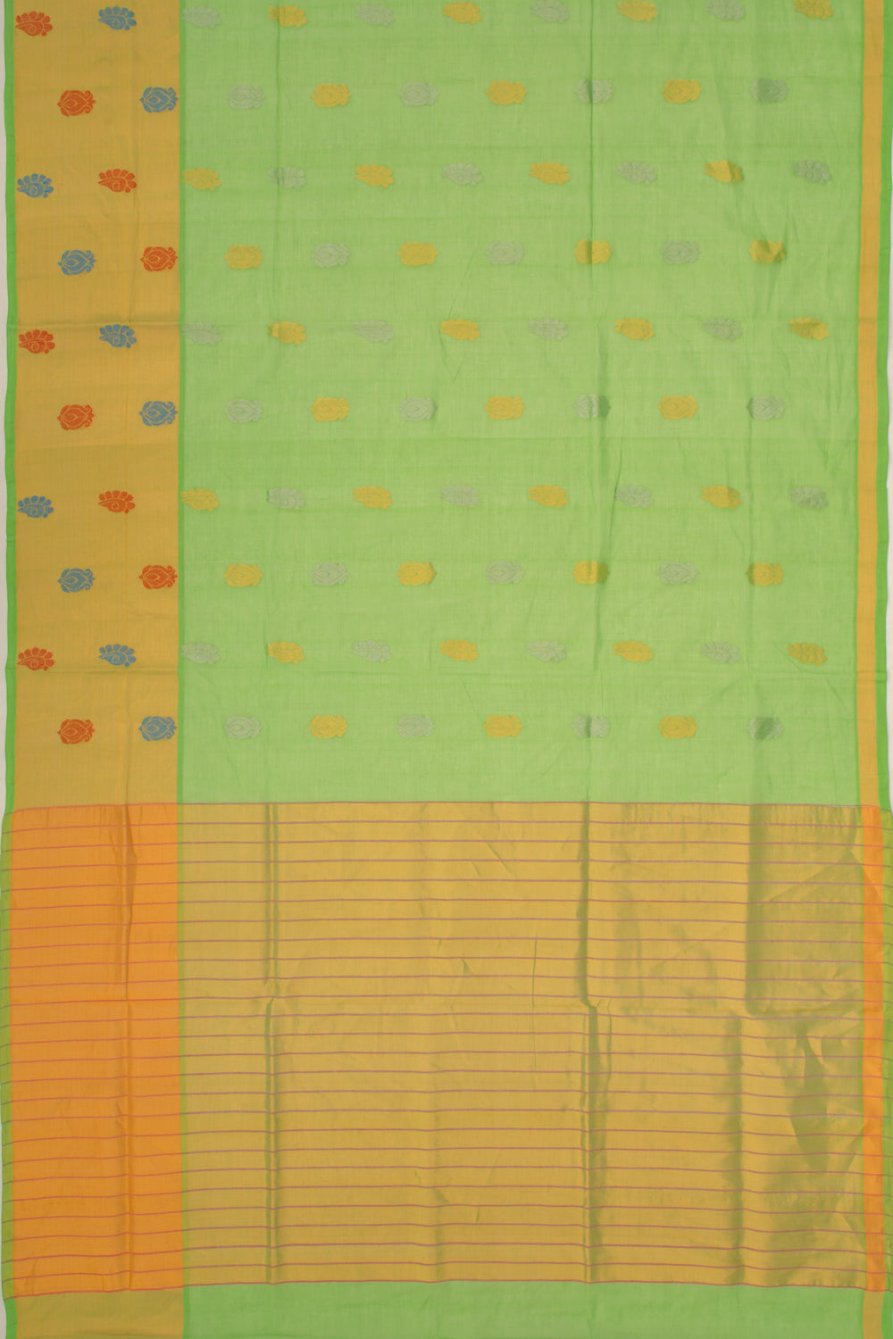 Mangalgiri Cotton Butta Green Saree