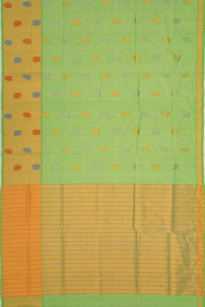 Mangalgiri Cotton Butta Green Saree