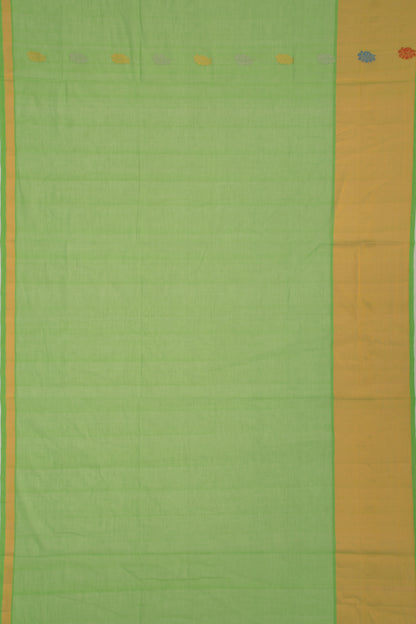 Mangalgiri Cotton Butta Green Saree