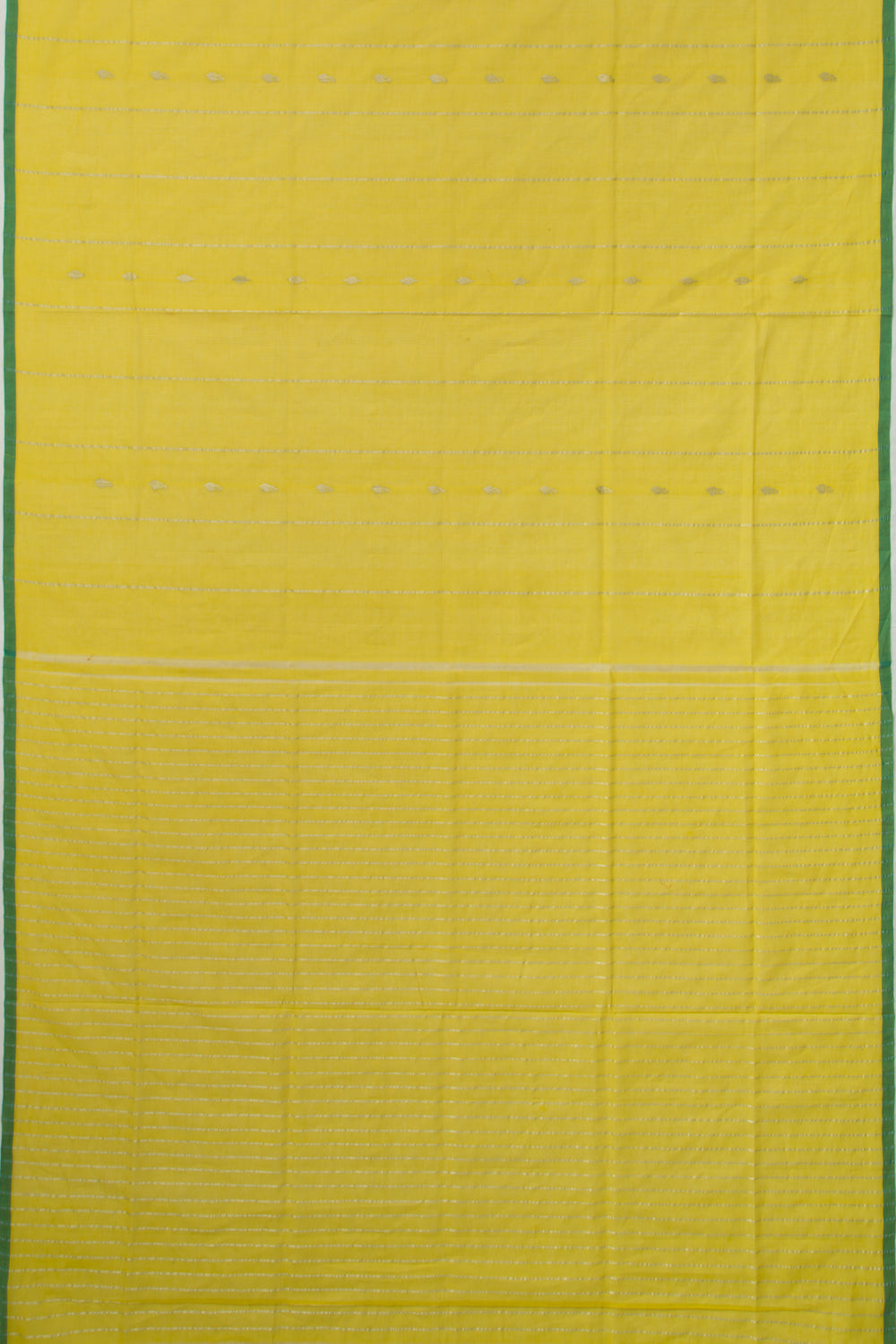 Handspun Cotton Vertical Lines And Butta Yellow Saree