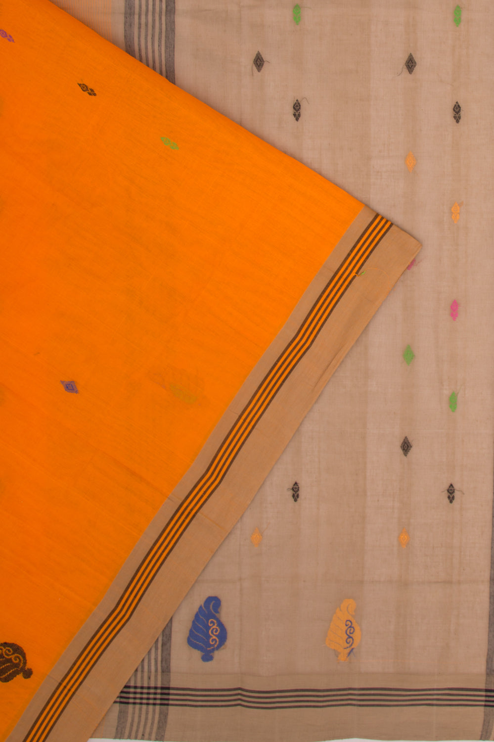 Mangalgiri Cotton Butta Orange Saree