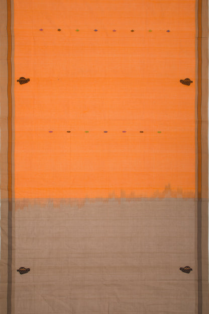 Mangalgiri Cotton Butta Orange Saree