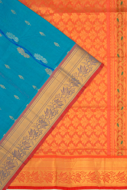 Mangalgiri Cotton Butta Sky Blue Saree
