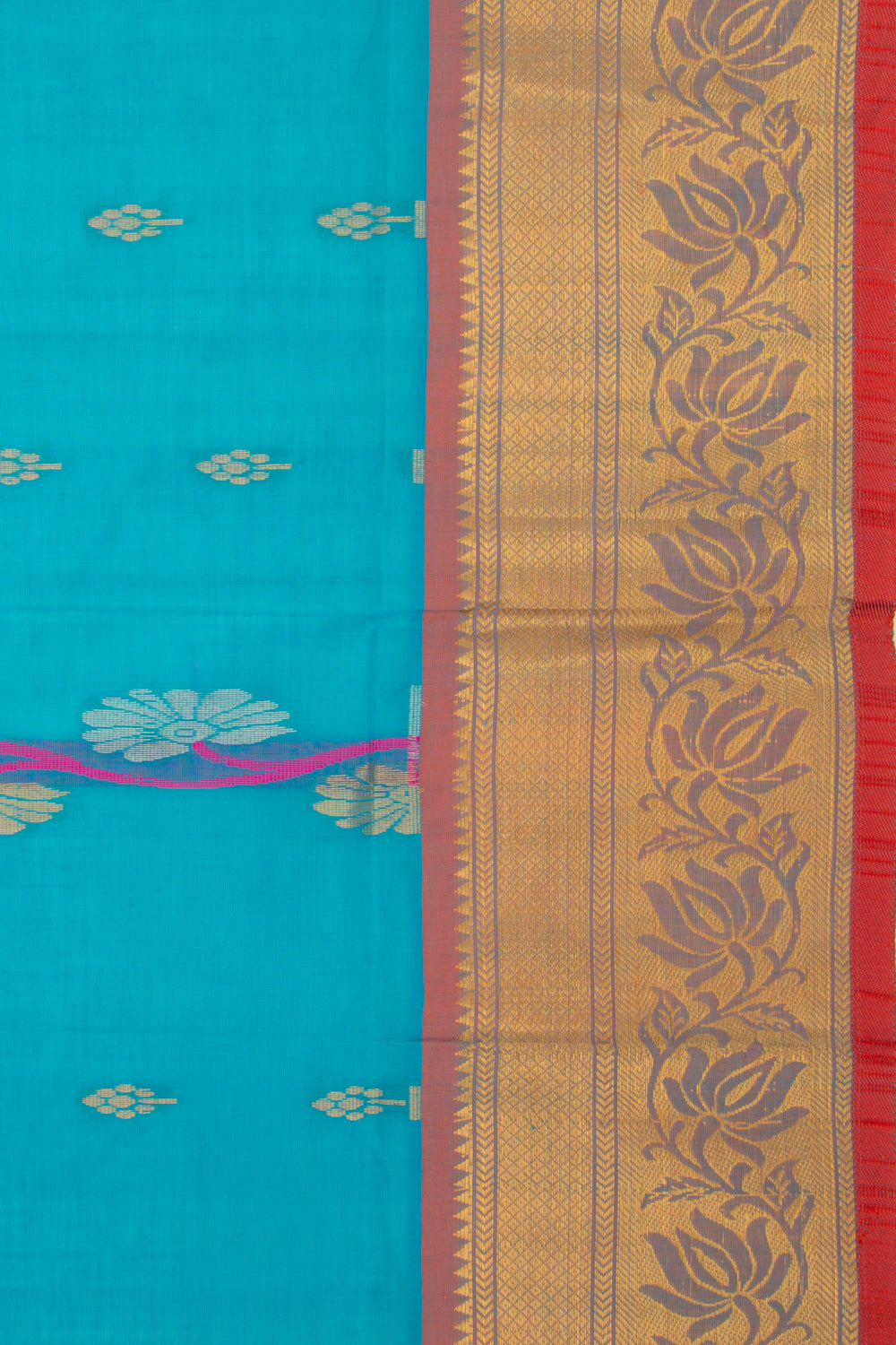 Mangalgiri Cotton Butta Sky Blue Saree