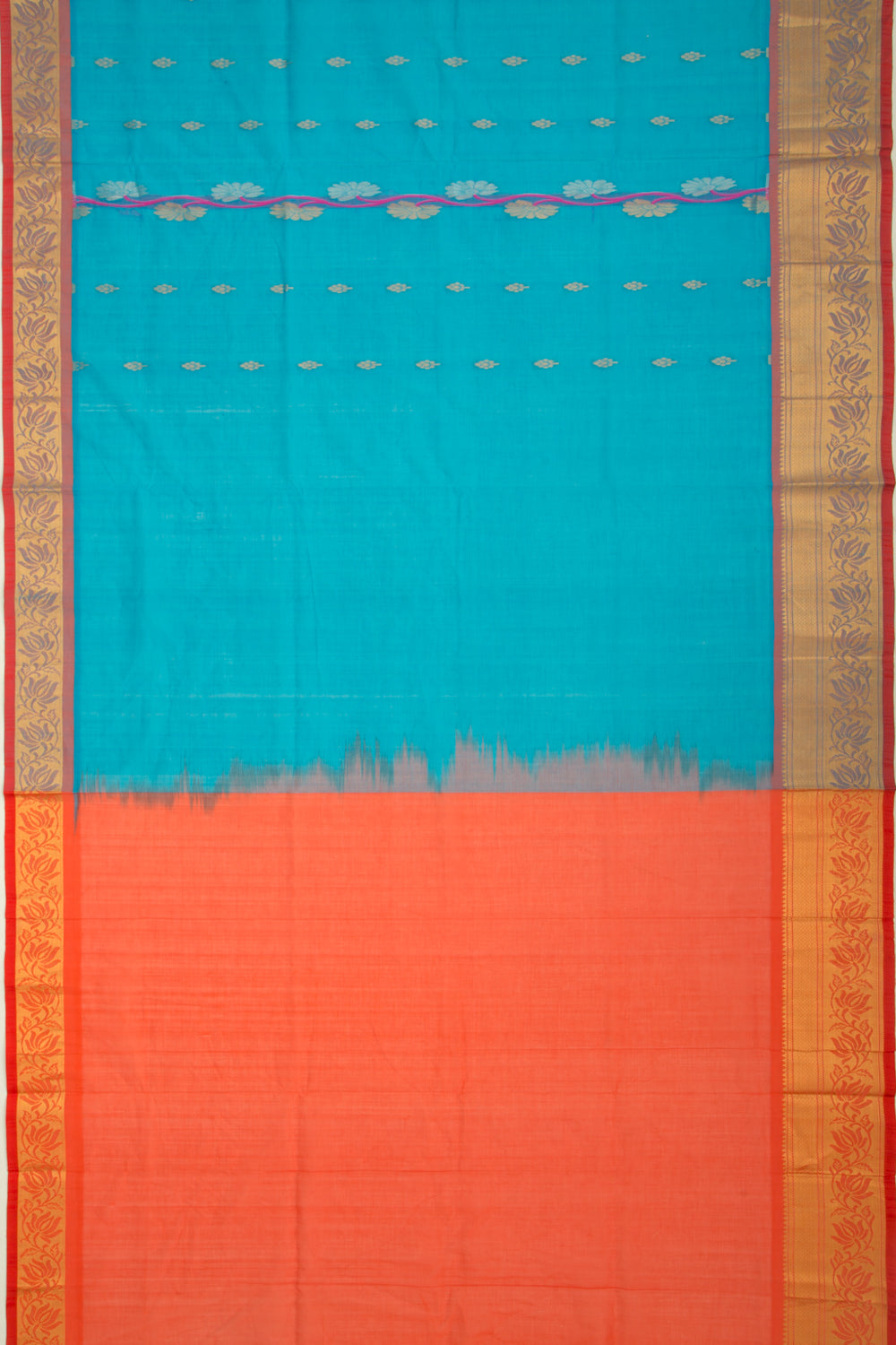 Mangalgiri Cotton Butta Sky Blue Saree