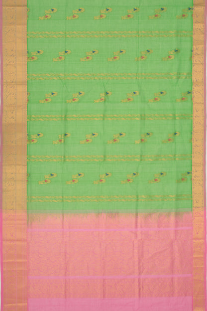 Mangalgiri Cotton Butta Green Saree