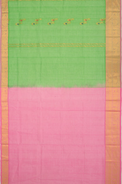 Mangalgiri Cotton Butta Green Saree