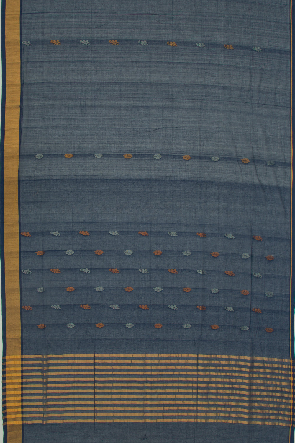 Mangalgiri Cotton Butta Dark Blue Saree