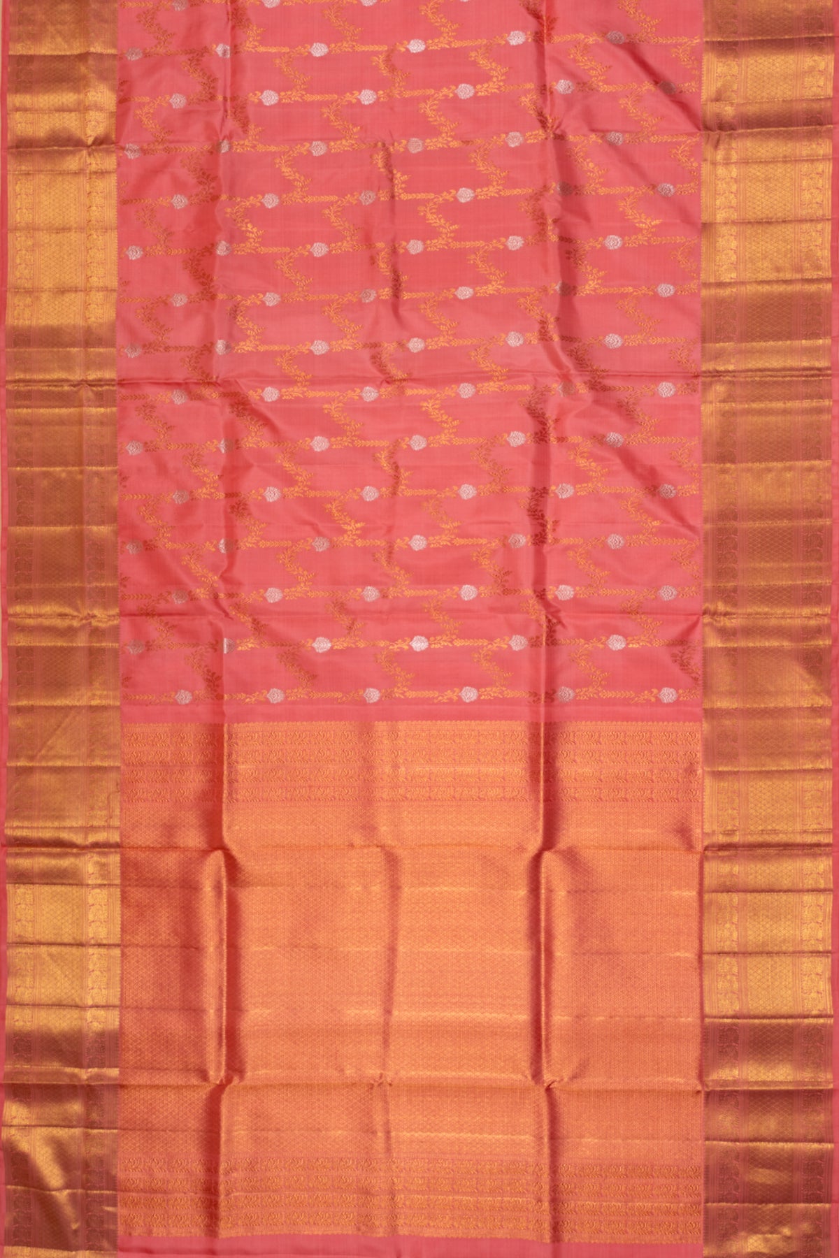 Kanchipuram Silk Jaal Peach Saree