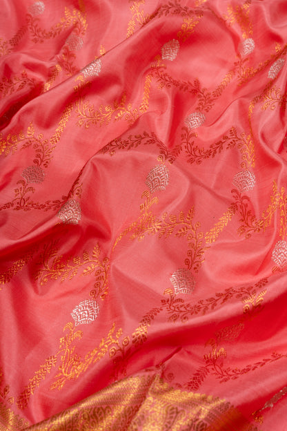 Kanchipuram Silk Jaal Peach Saree