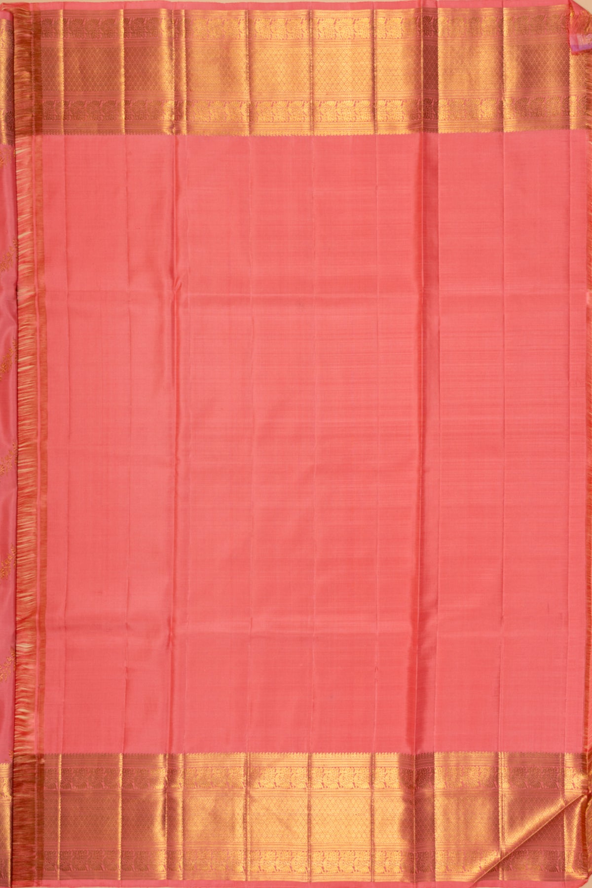 Kanchipuram Silk Jaal Peach Saree