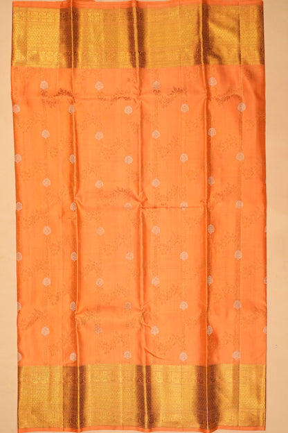 Kanchipuram Silk Jaal Orange Saree