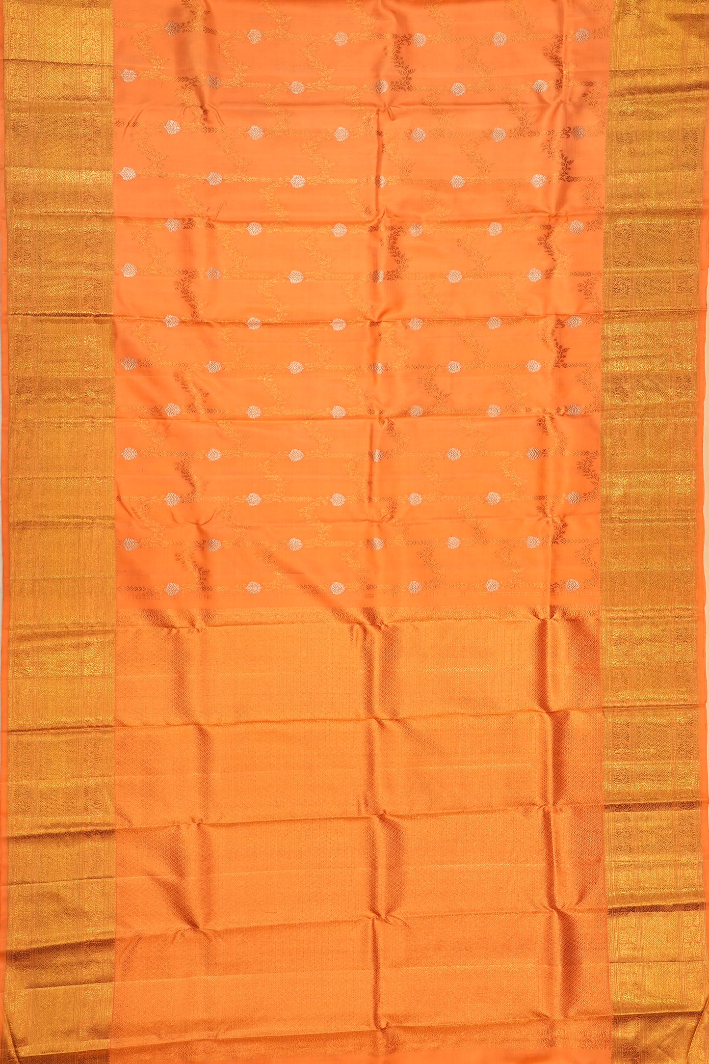 Kanchipuram Silk Jaal Orange Saree