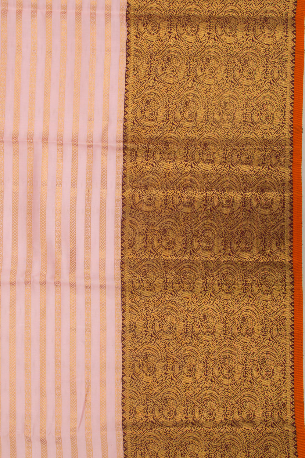 Kanchipuram Silk Horizontal Lines Baby Pink Saree