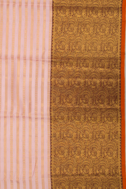 Kanchipuram Silk Horizontal Lines Baby Pink Saree
