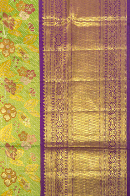 Kanchipuram Silk Tissue Brocade Green Saree