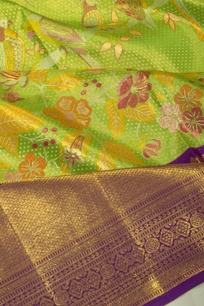 Kanchipuram Silk Tissue Brocade Green Saree