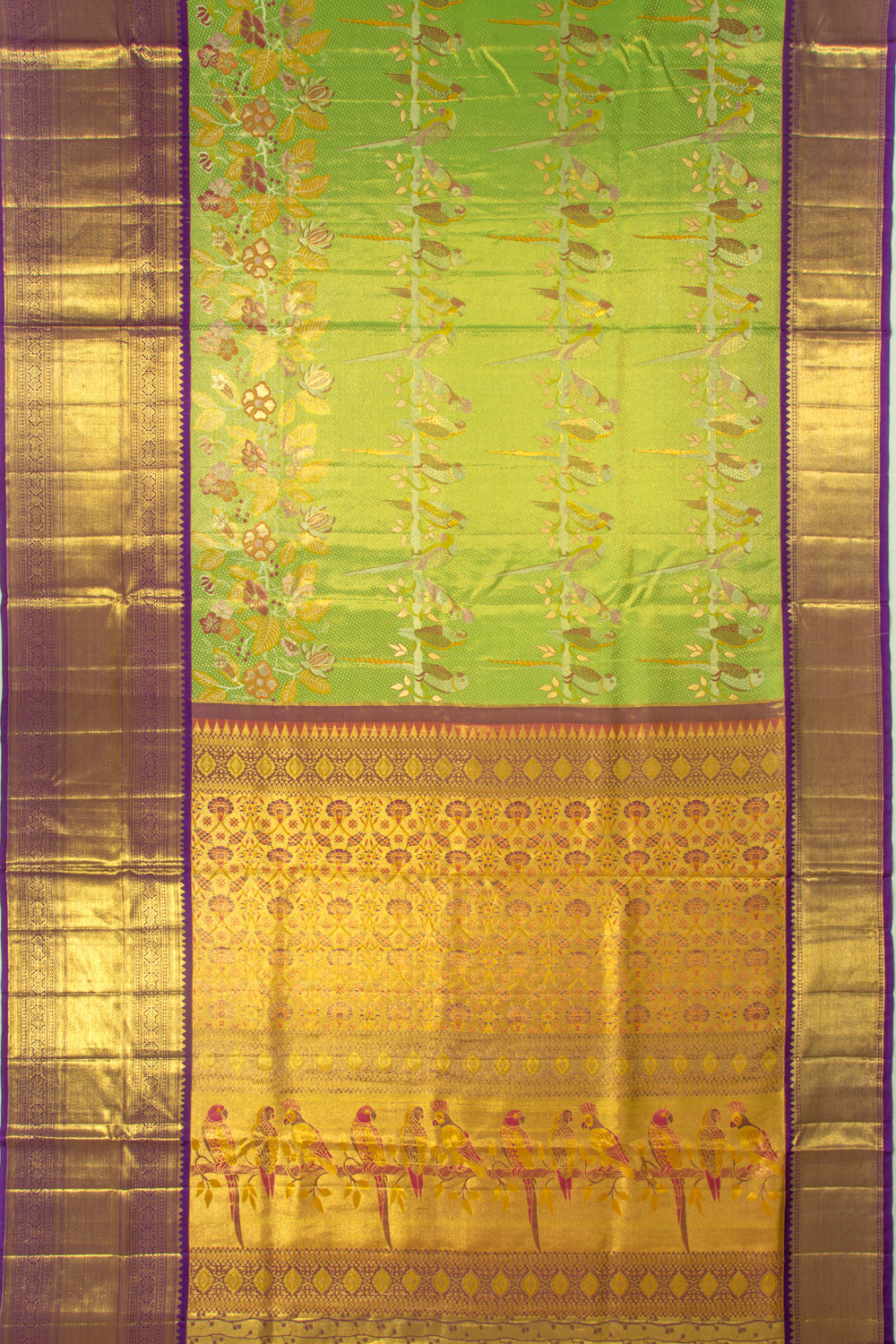 Kanchipuram Silk Tissue Brocade Green Saree