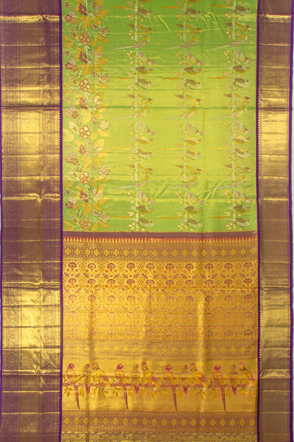 Kanchipuram Silk Tissue Brocade Green Saree