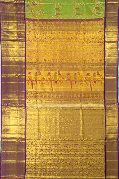 Kanchipuram Silk Tissue Brocade Green Saree