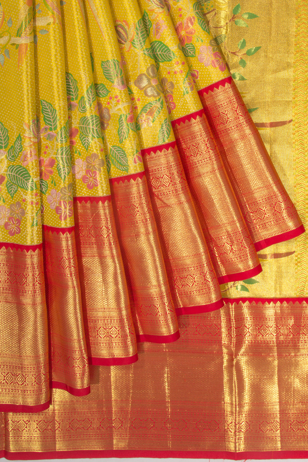 Kanchipuram Silk Tissue Brocade Gold Saree