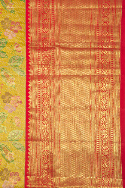 Kanchipuram Silk Tissue Brocade Gold Saree