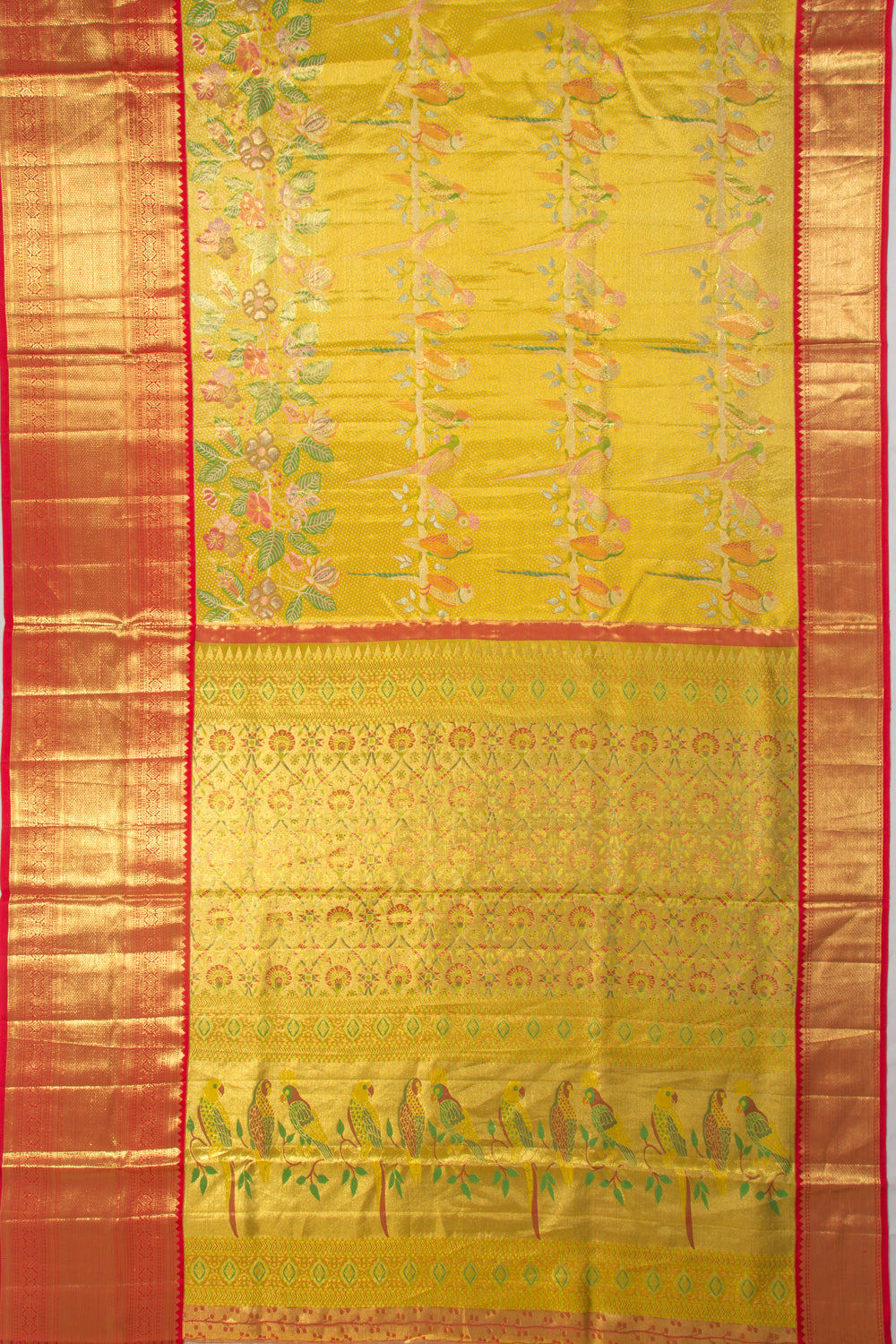 Kanchipuram Silk Tissue Brocade Gold Saree