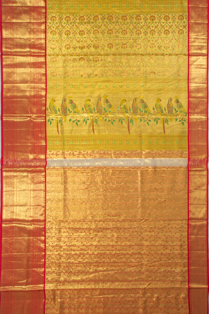 Kanchipuram Silk Tissue Brocade Gold Saree